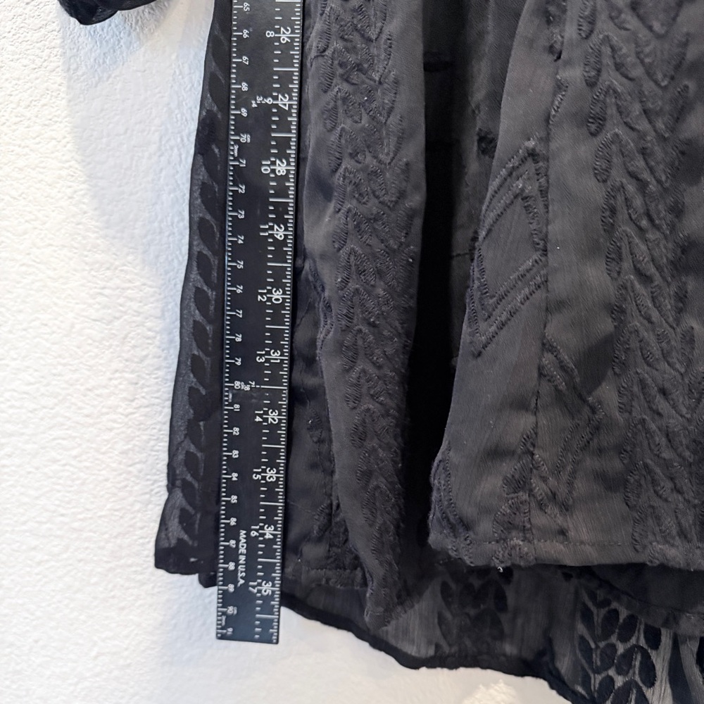 ASTR The Label Black Embroidered Dress L Boho Gothic WhimsyGoth Balloon Sleeve - Picture 5 of 9